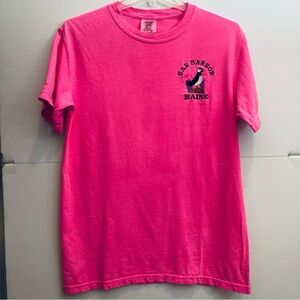 Comfort Colors  Neon Pink Easy Crew T-Shirt Size S w/Bar Harbor Maine Embroidery